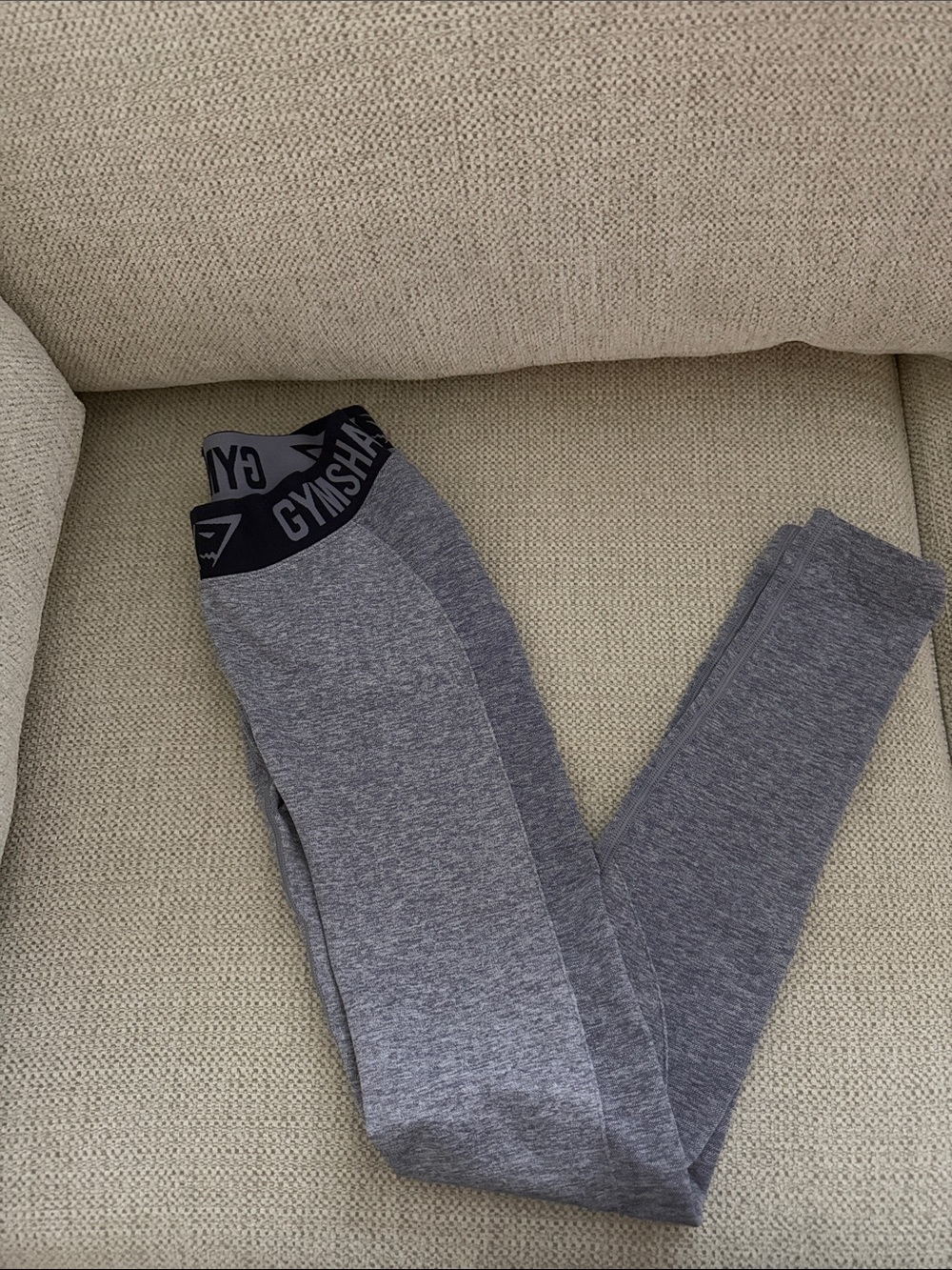 Gymshark Blue Grey Seam-Panel Performance Leggings